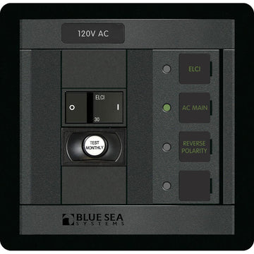 Blue Sea Systems ELCI Main Double Pole Panel, 30A 120V AC, ABYC E-11 Compliant