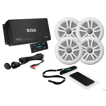 Boss Audio ASK904B.64 4-Channel 500W Max Power Bluetooth Marine Amplifier & 4x