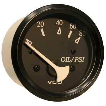 VDO Cockpit Marine Oil Pressure Gauge, 80 PSI – Black Dial/Bezel