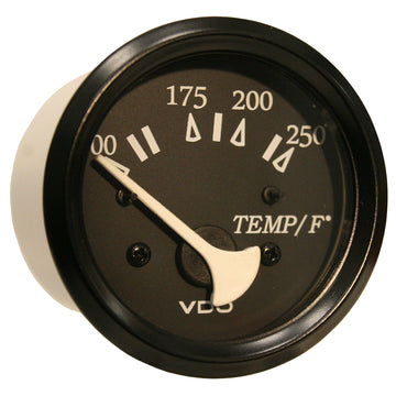 VDO Cockpit Marine 52mm Water Temp Gauge, 100-250°F – Black Dial