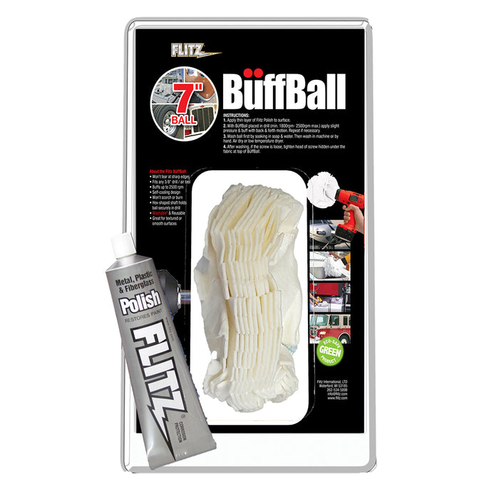 Flitz Buff Ball Polishing Kit, Extra Large 7 in. with 1.76 oz. Polish