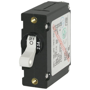Blue Sea Systems A-Series White Toggle Circuit Breaker, 2.5A, ABYC Compliant