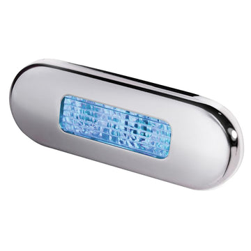 Hella Marine Surface Mount Oblong LED Courtesy Lamp, Blue, Stainless Steel