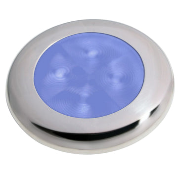 Hella Marine Slim Line LED Round Courtesy Lamp, Blue, Stainless Steel
