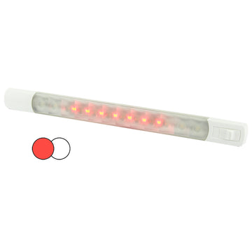 Hella Marine Surface Strip Light, 12V/24V, White/Red LED, White Housing