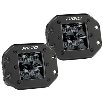 RIGID Industries D-Series PRO Flush Mount Midnight Edition LED Spot Lights, Pair, Black