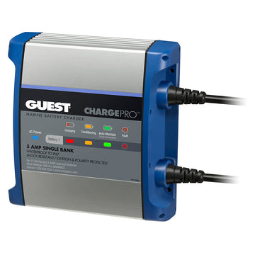 Guest ChargePro On-Board Marine Battery Charger, 5A/12V, 1-Bank, IP67 Waterproof