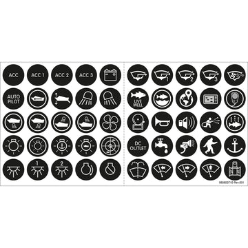 Blue Sea Systems Push Button Switch Label Kit, 50 ICON Labels
