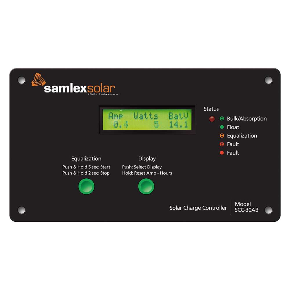 Samlex America SCC-30AB 30A Flush Mount Solar Charge Controller with LCD Display