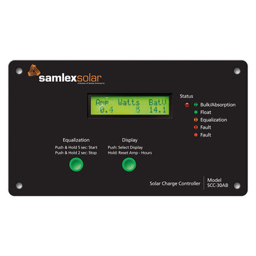 Samlex America SCC-30AB 30A Flush Mount Solar Charge Controller with LCD Display