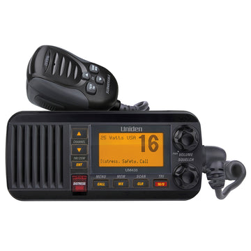 Uniden UM435BK Fixed Mount VHF Marine Radio, 25W with Class D DSC