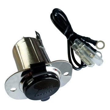Marinco Stainless Steel 12V Receptacle with Watertight Cap for Marine Use