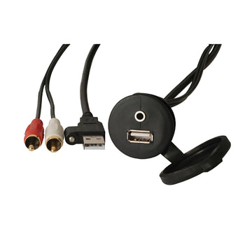 Fusion MS-CBUUSB3.5 Panel Mount USB & 3.5mm Headphone Jack, 6.5ft