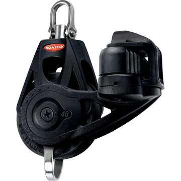 Ronstan Series 40 Ball Bearing Orbit Block, Single with Becket, Cleat & Swivel