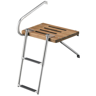 Whitecap Teak Swim Platform, 18" with 2-Step Telescoping Ladder