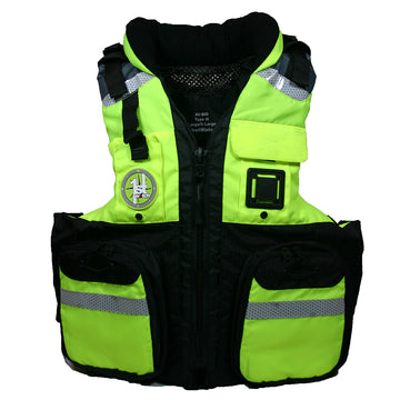 First Watch AV-800 Four Pocket Flotation Vest, Hi-Vis Yellow, USCG Type III S/M