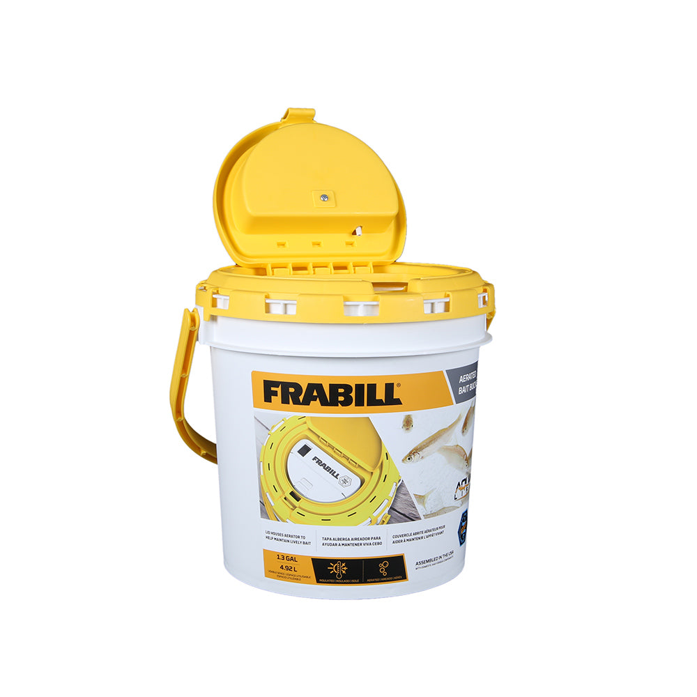 Frabill Dual Fish Bait Bucket w/Aerator, 1.3 Gallon, Insulated