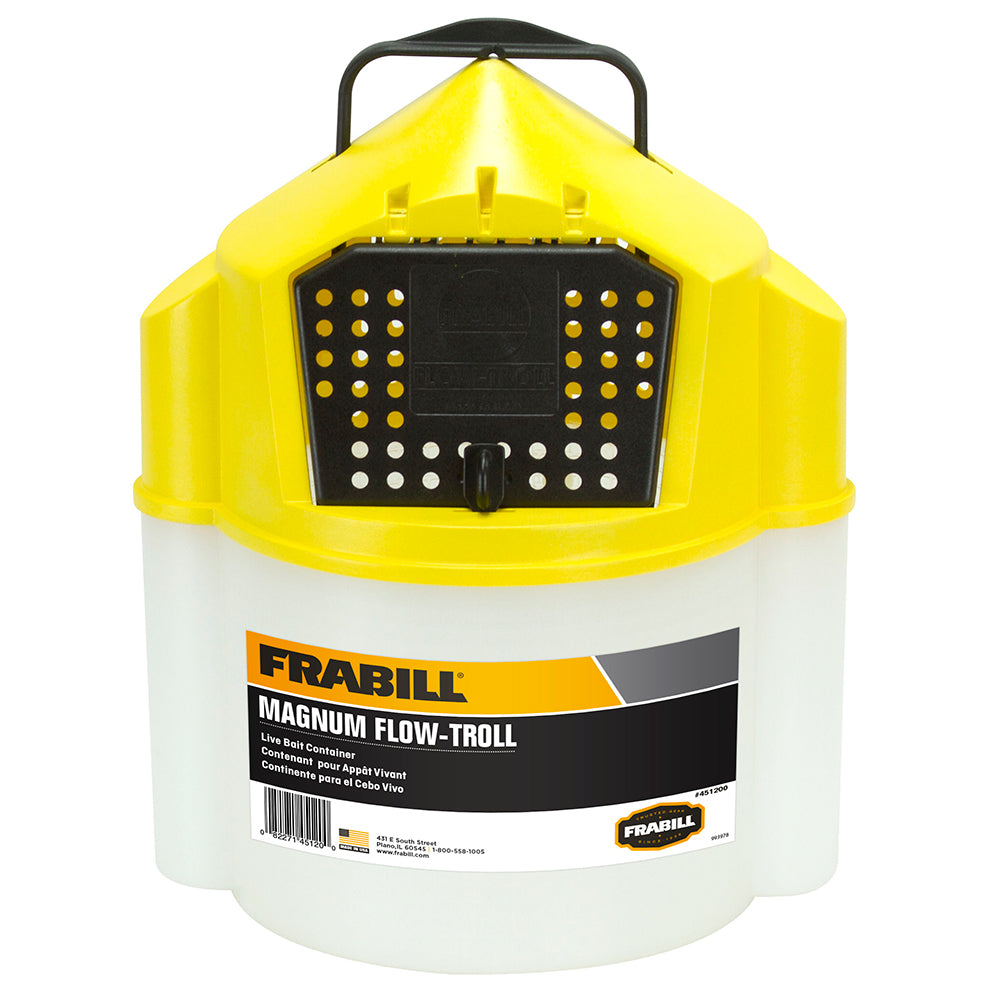 Frabill Magnum Flow Troll Bucket, 10 Quart, 11.5" L x 9" W x 14" H - Made in USA