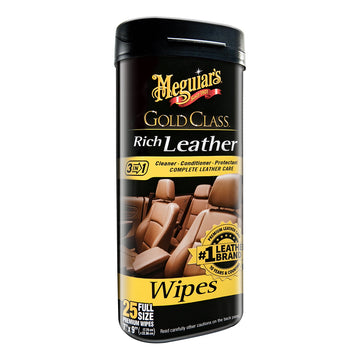 Meguiar's Gold Class Rich Leather Cleaner & Conditioner Wipes, 25 Count