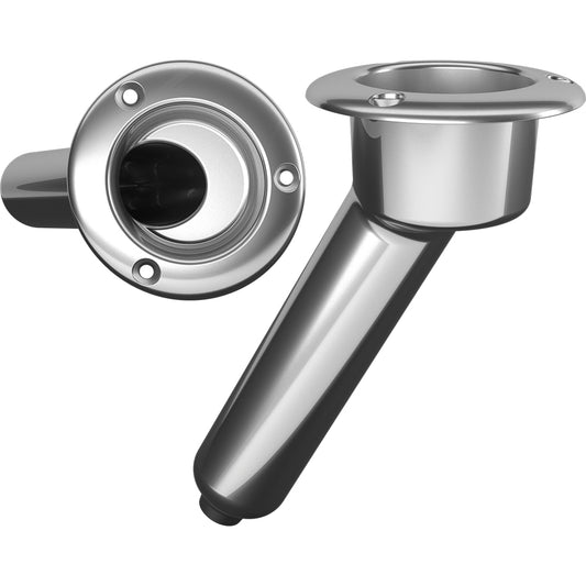 Mate Series Stainless Steel 30&deg; Rod & Cup Holder - Drain - Round Top