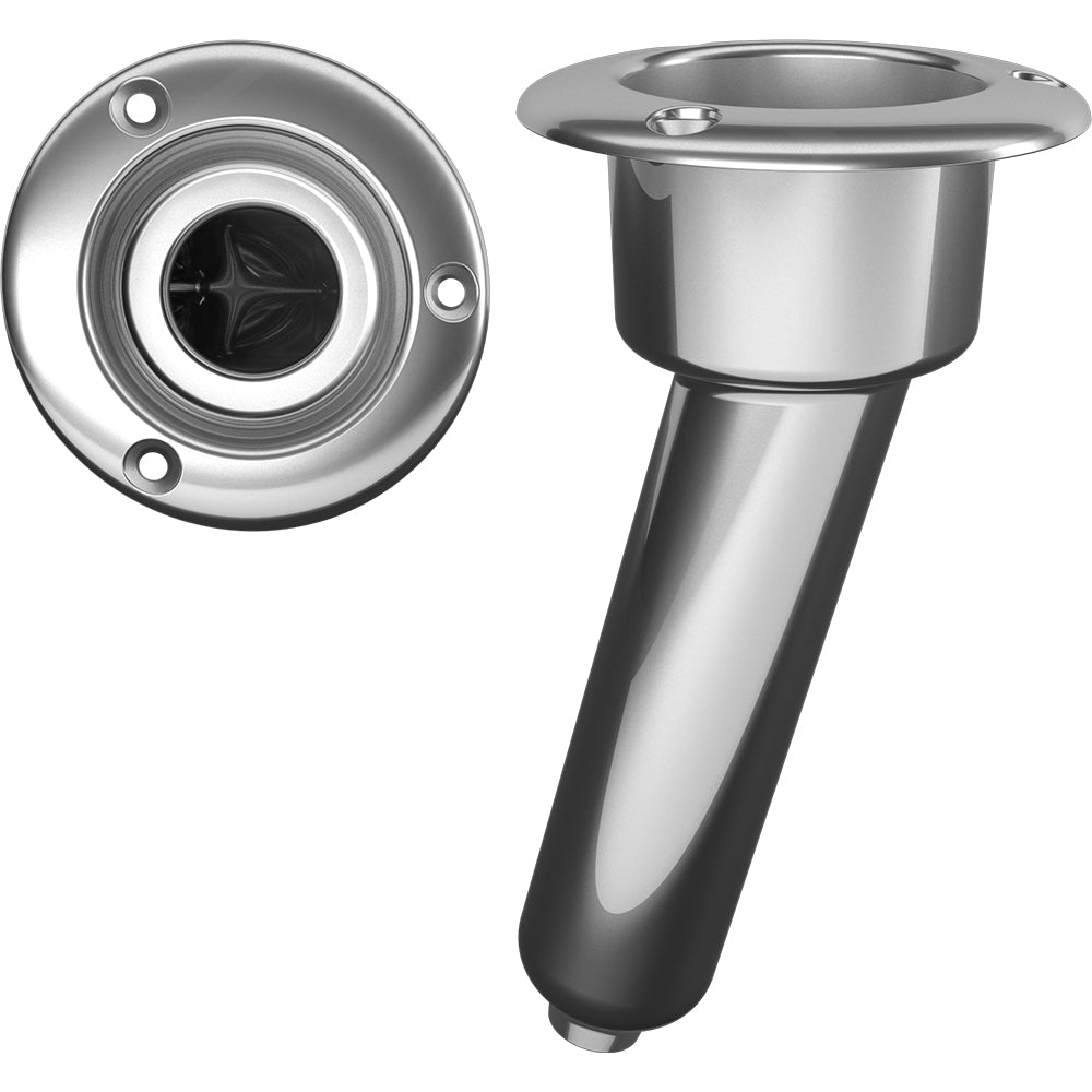 Mate Series Stainless Steel 15° Rod & Cup Holder, Round Top with Drain