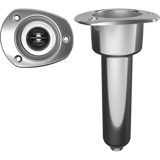 Mate Series Stainless Steel 0&deg; Rod & Cup Holder - Drain - Oval Top