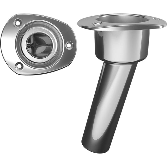 Mate Series Stainless Steel 15&deg; Rod & Cup Holder - Open - Oval Top