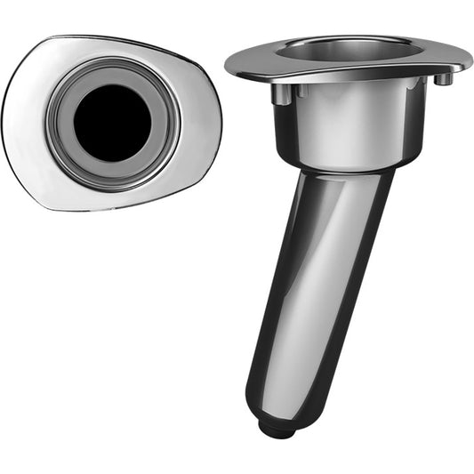 Mate Series Elite Screwless Stainless Steel 15&deg; Rod & Cup Holder - Drain - Oval Top