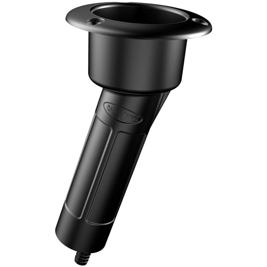 Mate Series Plastic 15&deg; Rod & Cup Holder - Drain - Round Top - Black