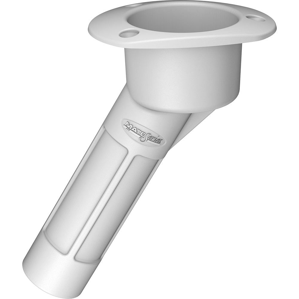 Mate Series Plastic 30&deg; Rod & Cup Holder - Open - Oval Top - White