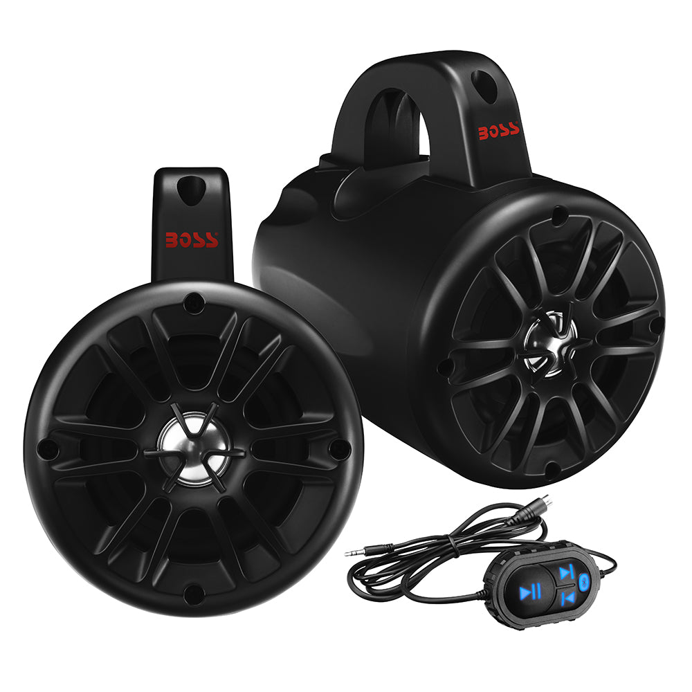 Boss Audio 4" Amplified Waketower Speakers, 500W, Matte Black, Pair