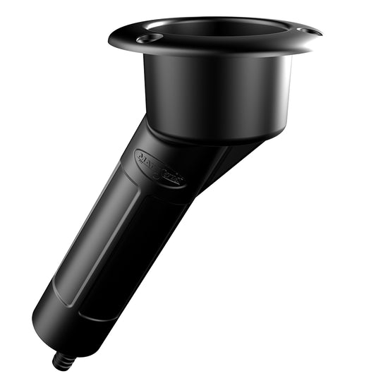 Mate Series Plastic 30&deg; Rod & Cup Holder - Drain - Round Top - Black