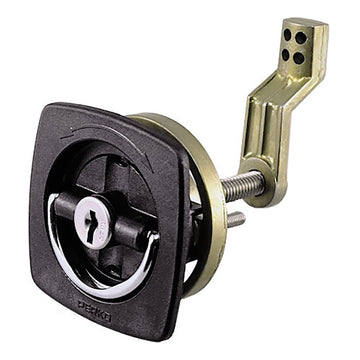 Perko Black Flush Lock with Keys, 2.5" x 2.5" Face Plate, USA Made