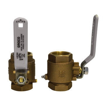 GROCO IBV-2000 2" NPT Bronze Inline Ball Valve, 400 WOG, UL Listed