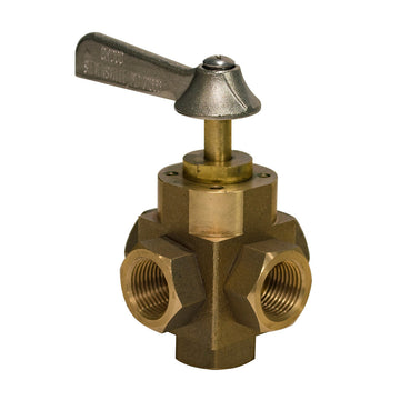 GROCO 1/2" 5-Port Tank Selector Valve, C83600 Bronze Construction