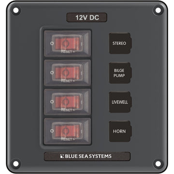 Blue Sea Systems 4320 4-Position 12VDC Water-Resistant Circuit Breaker Panel