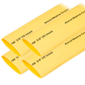 Ancor Adhesive Lined Heat Shrink Tubing, 3/4" x 6" Yellow, 3:1 Ratio, UL 224
