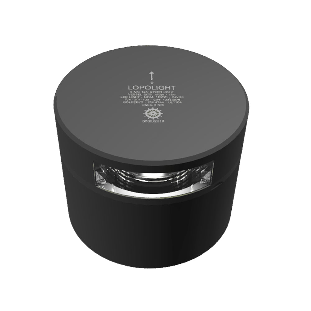 Lopolight Series 301-105 Stern Light, 3NM, Horizontal Mount, Black Housing