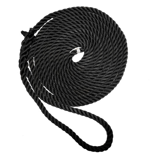 New England Ropes 3/8" Premium 3-Strand Dock Line - Black - 25'
