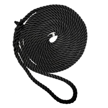 New England Ropes Premium 3-Strand Dock Line, 3/4" Black, 35 ft