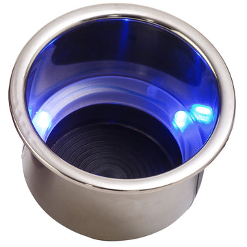 Sea-Dog LED Flush Mount Drink Holder, Blue - 304 Stainless Steel