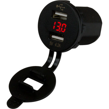 Sea-Dog Dual USB Socket and Voltmeter with Hidden Display