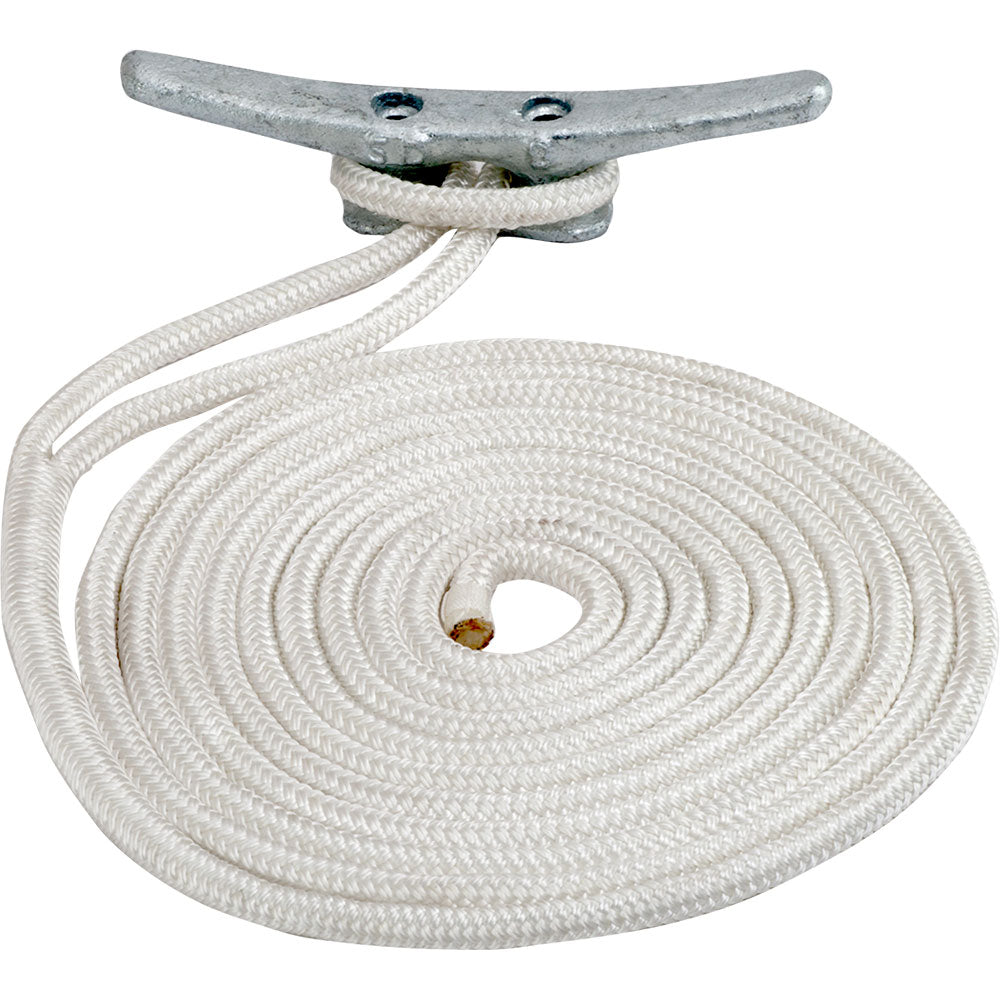 Sea-Dog Double Braided Nylon Dock Line, 3/8" x 25' White – UV Resistant