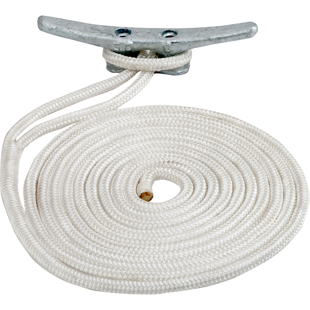 Sea-Dog 5/8" x 25' Double Braided Nylon Dock Line - White