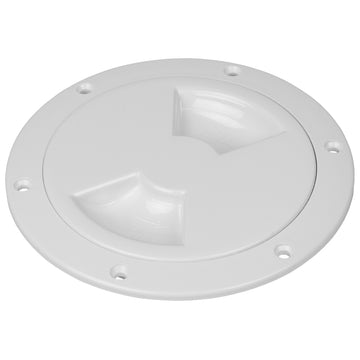 Sea-Dog 336360-1 Quarter-Turn Smooth Deck Plate w/Internal Collar, White, 6"