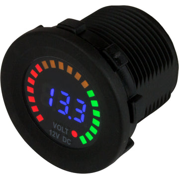 Sea-Dog Round Voltage Meter, 5V-15V DC with Rainbow Dial