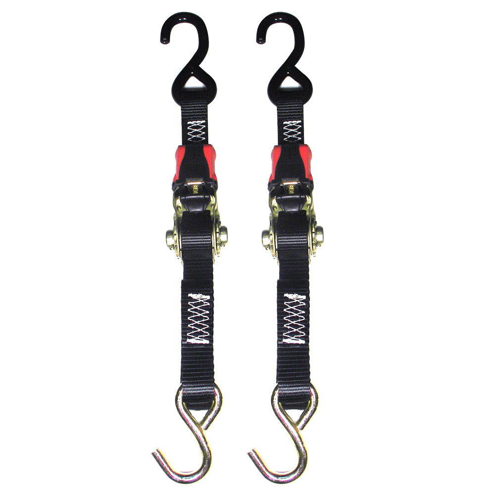 Rod Saver Rubber Ratchet Tie-Down, 1" x 3', 1800 lb, Pair – Made in USA