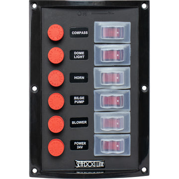Sea-Dog 6-Switch Vertical Splash Guard Rocker Switch Panel, 12VDC