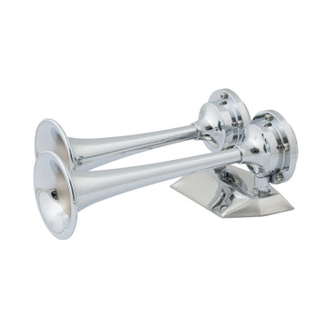 Marinco 12V Chrome Dual Trumpet Mini Air Horn, 127dB