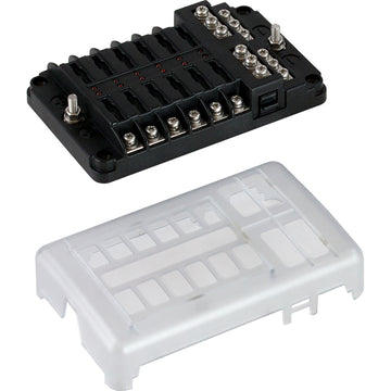 Sea-Dog 12-Circuit Blade Style LED Indicator Fuse Block w/ Negative Bus Bar